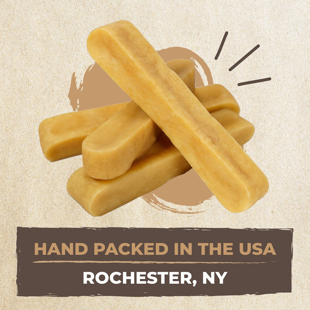 Mighty Paw Yak Cheese Chews on kitchen counter, odor-free snack choice.
