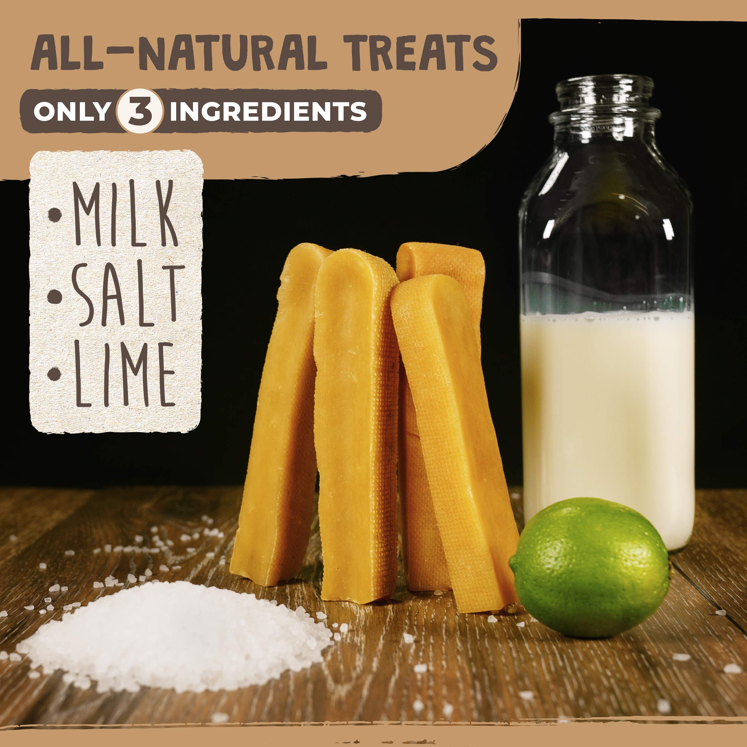 Mighty Paw Yak Cheese Chews natural close-up emphasizing lactose-free and grain-free traits