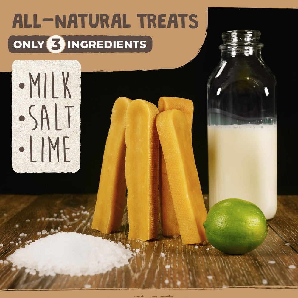 Mighty Paw Yak Cheese Chews natural close-up emphasizing lactose-free and grain-free traits