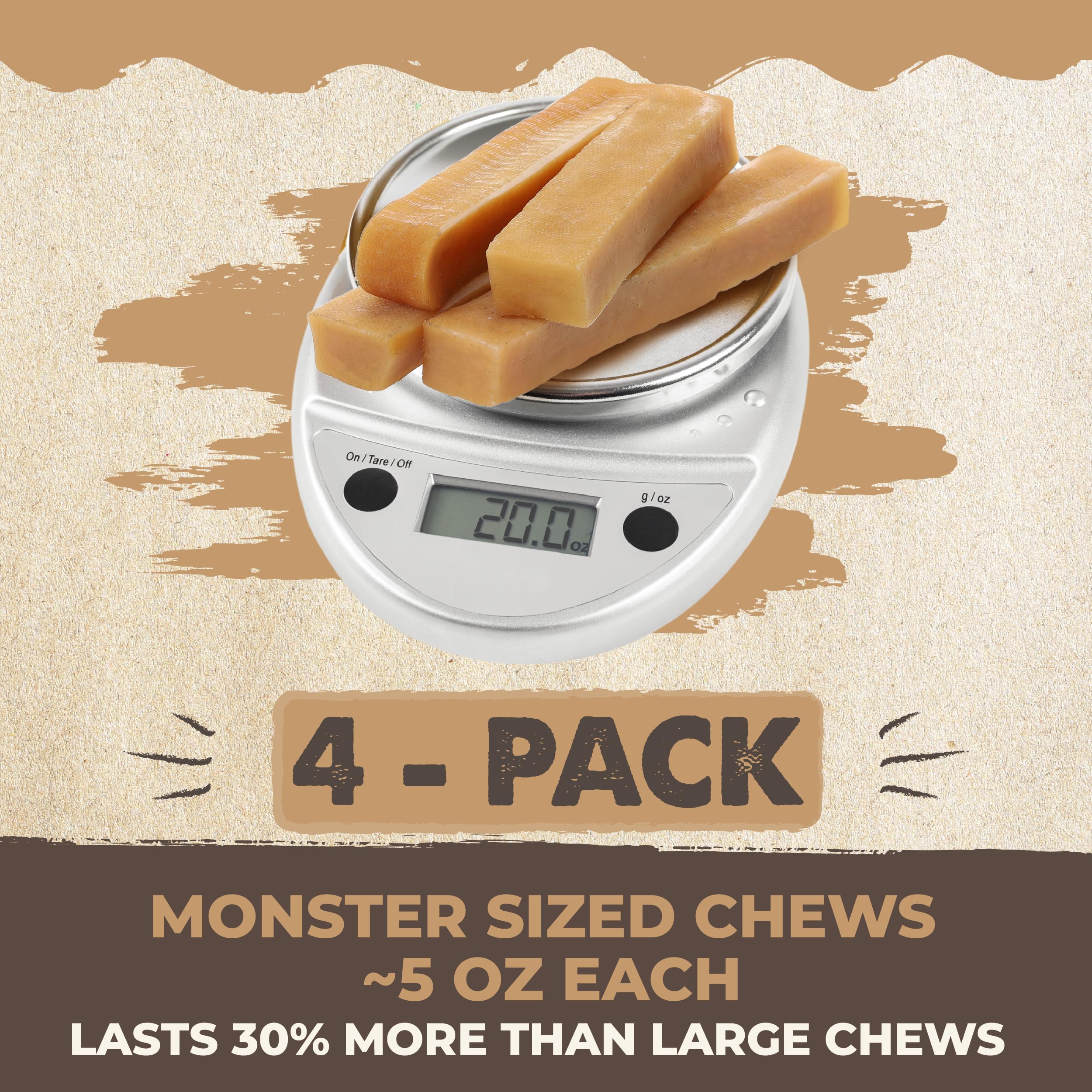 Mighty Paw Yak Cheese Dog Chews closeup—creamy-yak cheese texture ideal for satisfying chews.