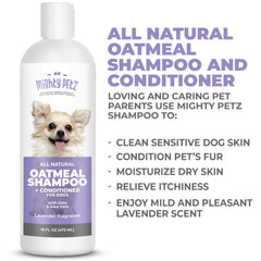 Mighty Petz lavender-scented rinse leaves a calm grooming moment for pets.
