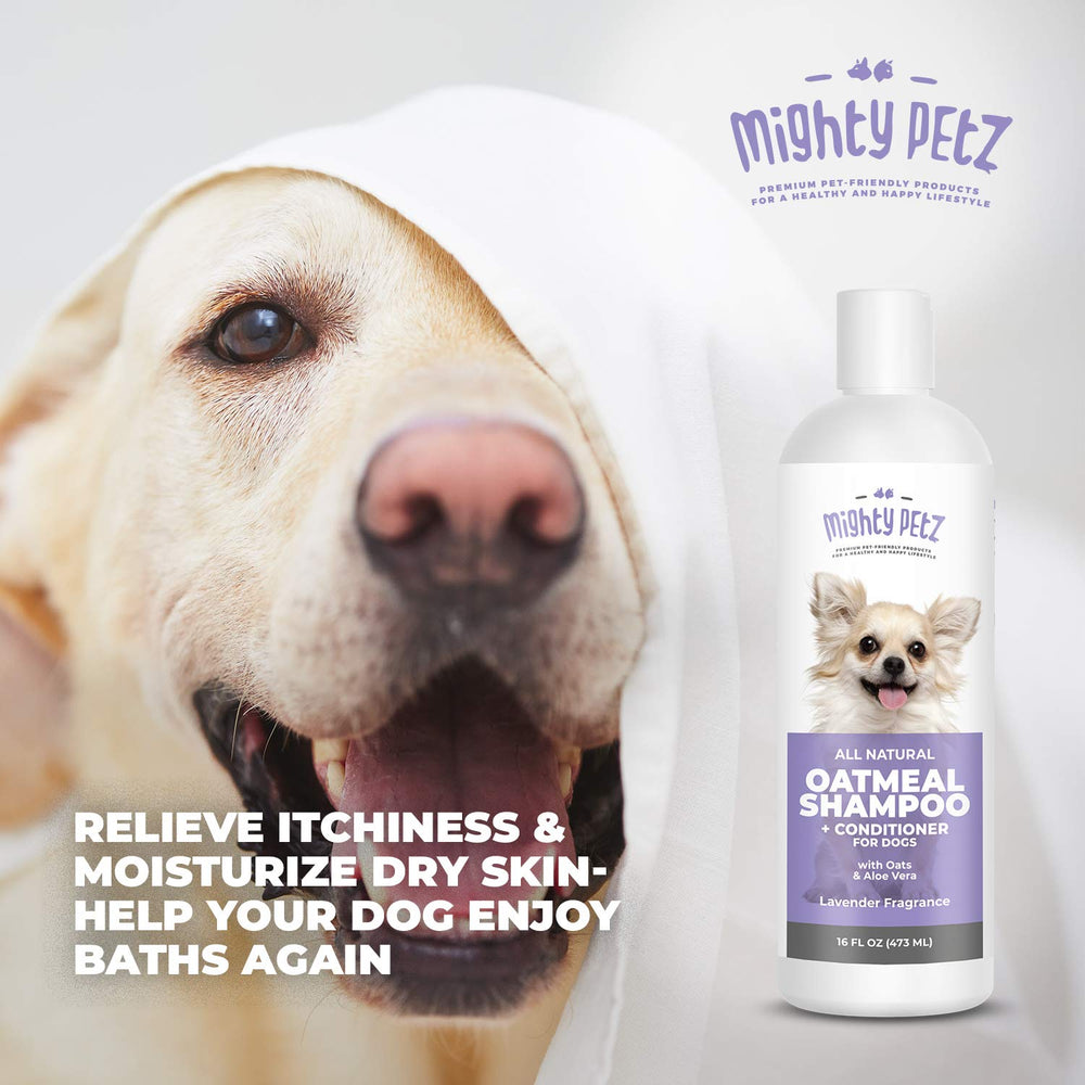 Mighty Petz seven-natural-ingredients label highlights clean, USA-made formulation.
