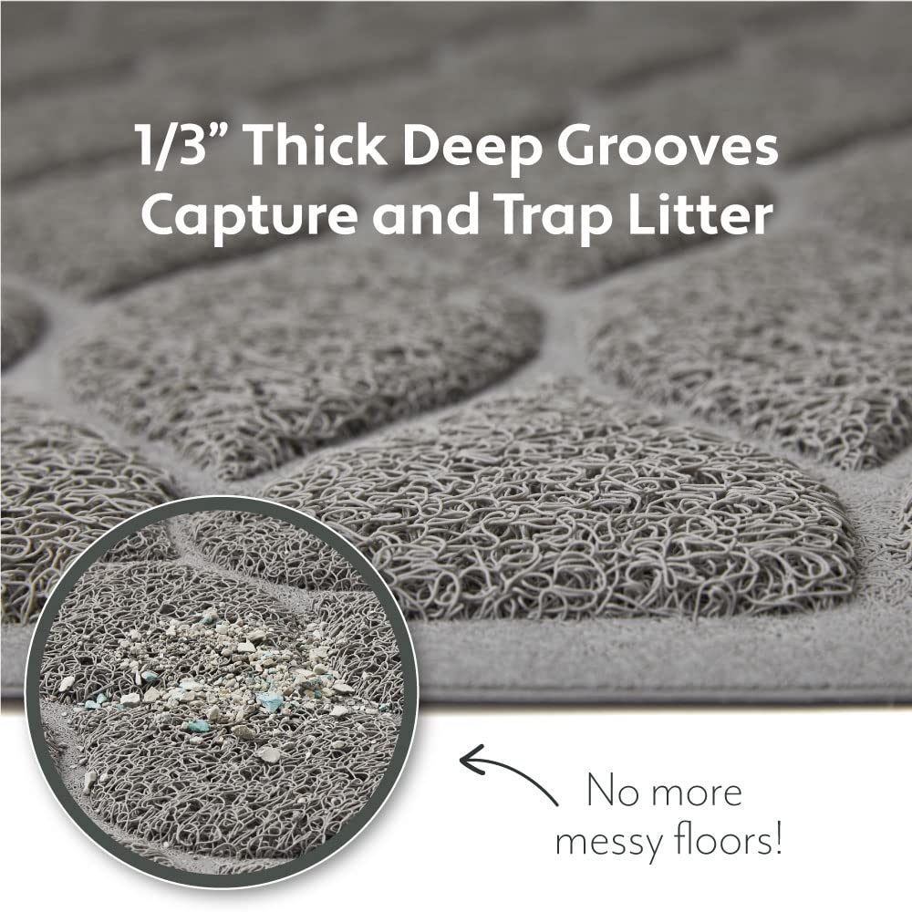 MIGHTY MONKEY textured backing litter mat stays in place during use.