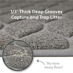 MIGHTY MONKEY textured backing litter mat stays in place during use.