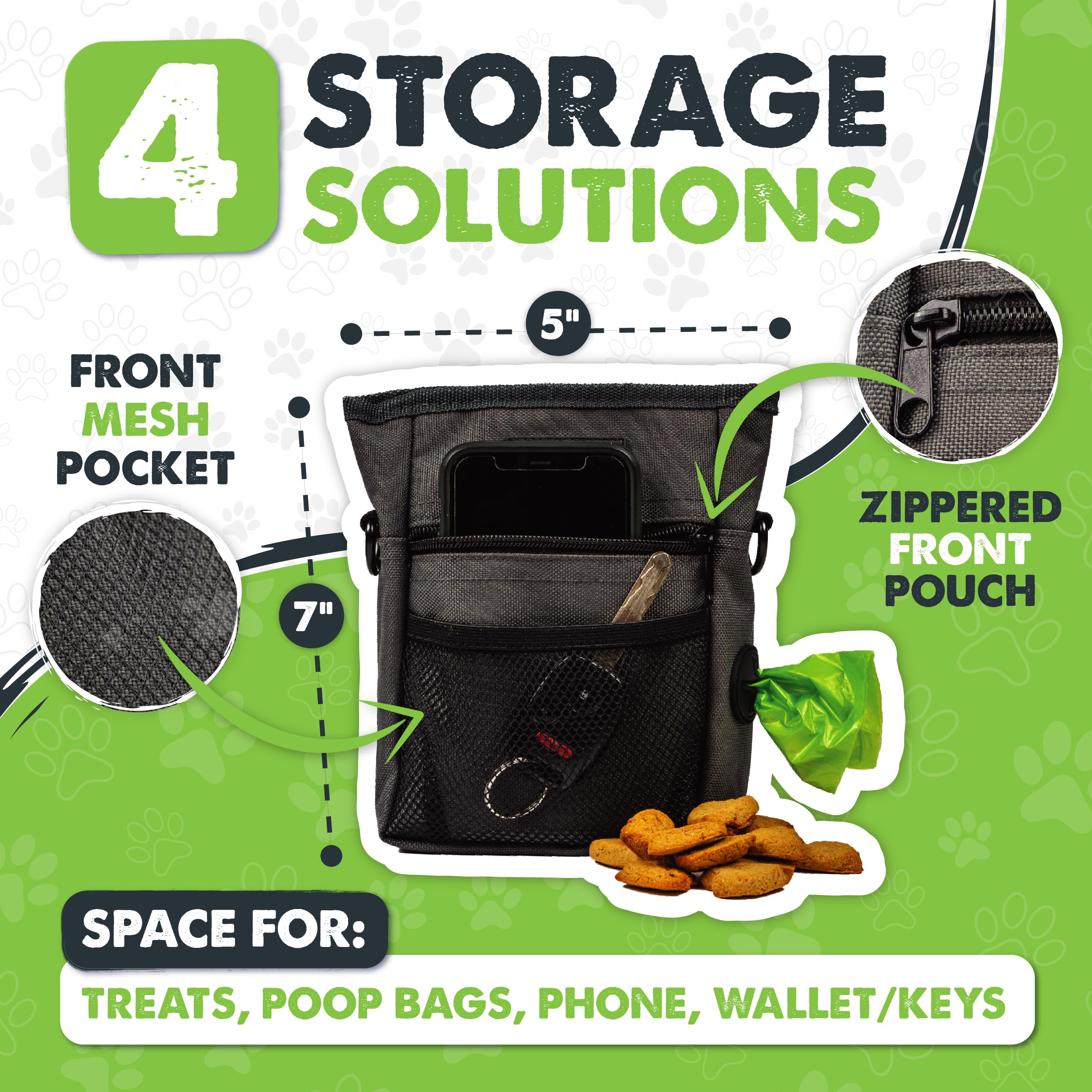 Mighty Paw dog walk bag worn crossbody shows hands-free training convenience.
