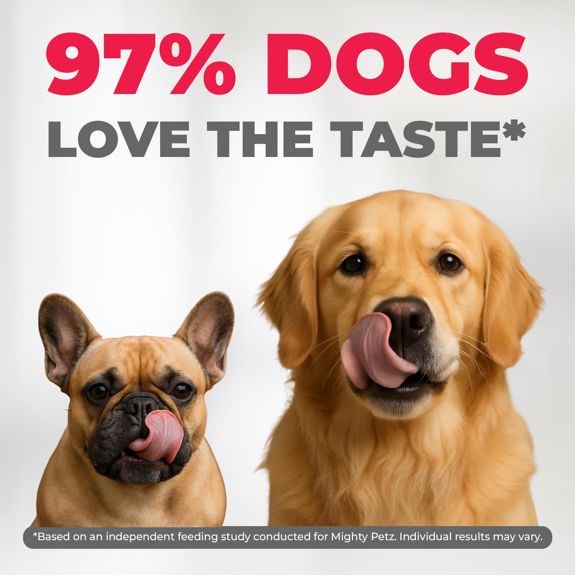 Mighty Petz MAX paw-itch-relief image suggests reduced scratching and comfort for dogs.