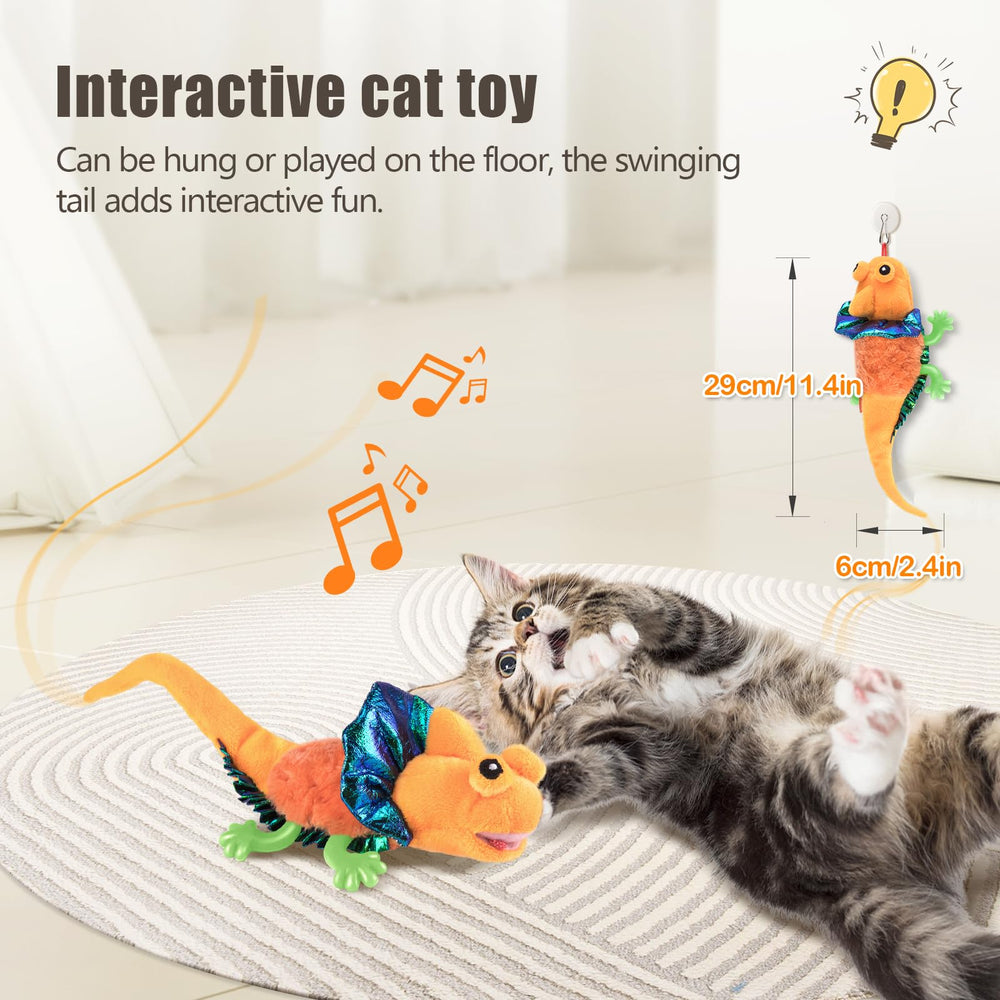 Migipaws cat toy lizard chirping action entices hunting instincts.