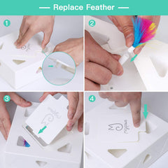 Migipaws cat toy and MigiBox interaction, easy replacement for ongoing fun.