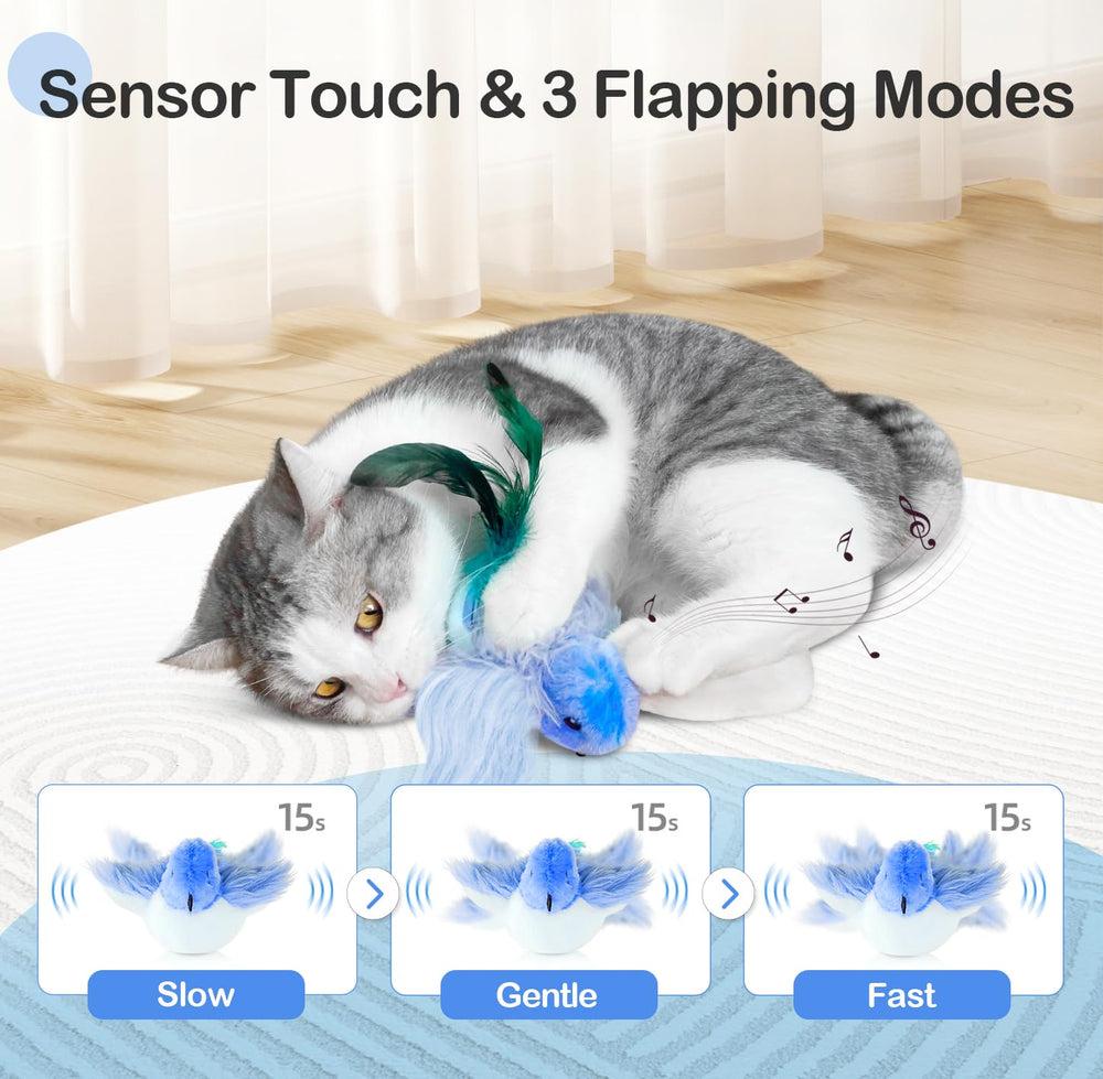 Migipaws flappy-bird-toy elastic-string-setup shows hanging action for active indoors fun daily.