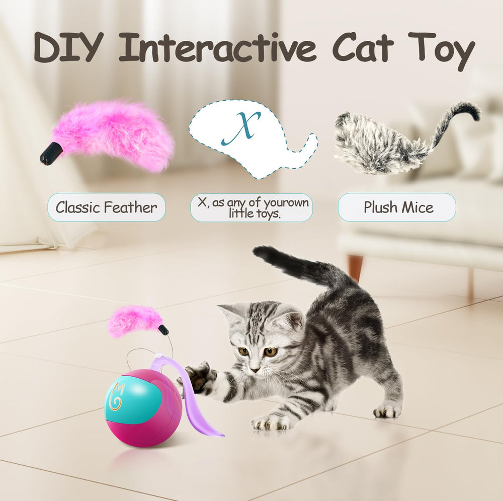 Migipaws fluffy tail attachment adds variety to cat ball play sessions.