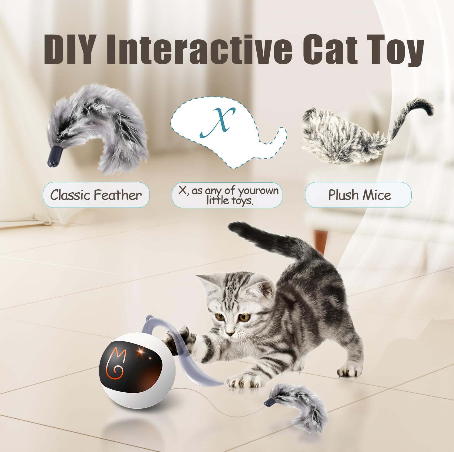 Migipaws tiny mouse accessory encourages hunting-inspired play and curiosity.