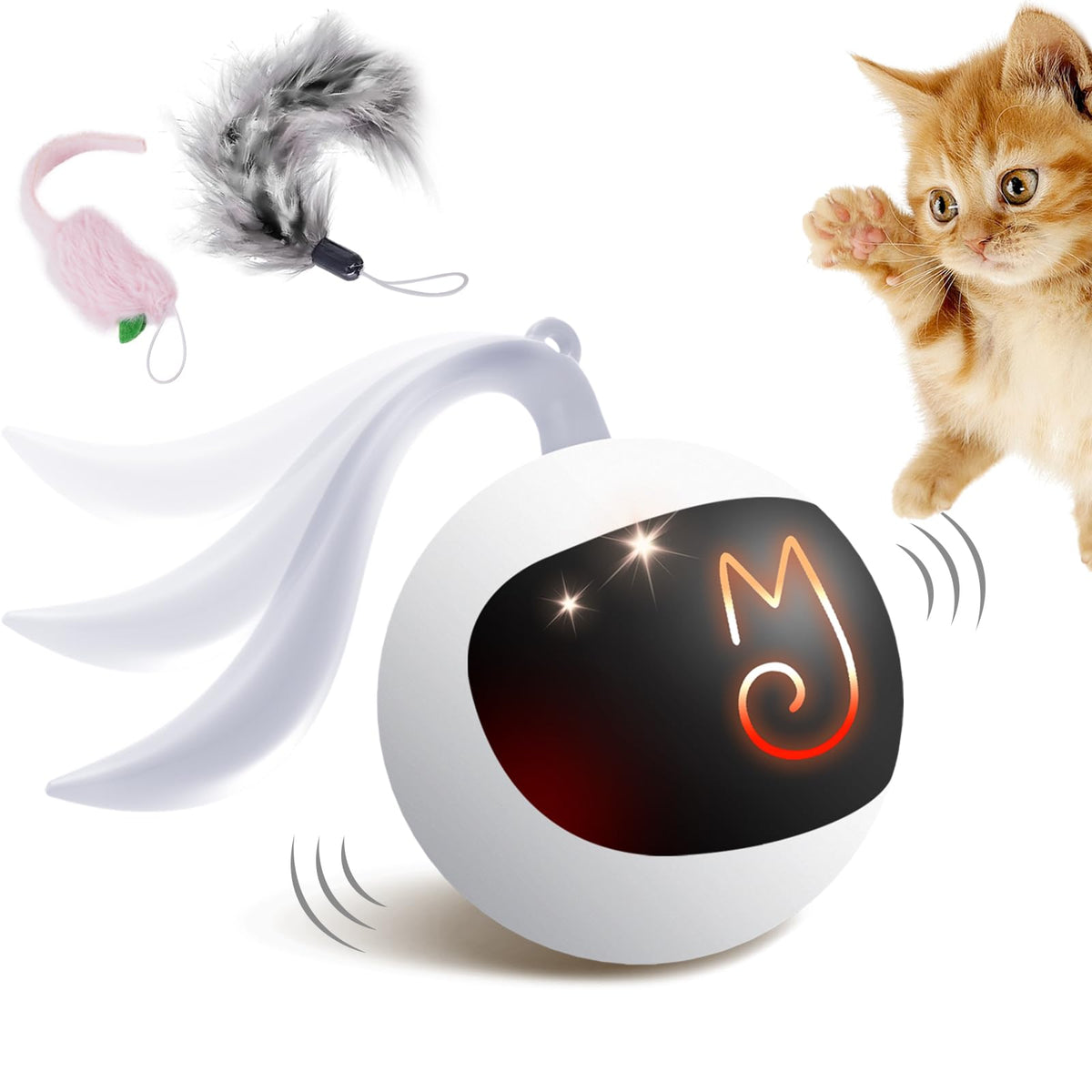 Migipaws interactive cat ball toy rolling ball for indoor chase fun.