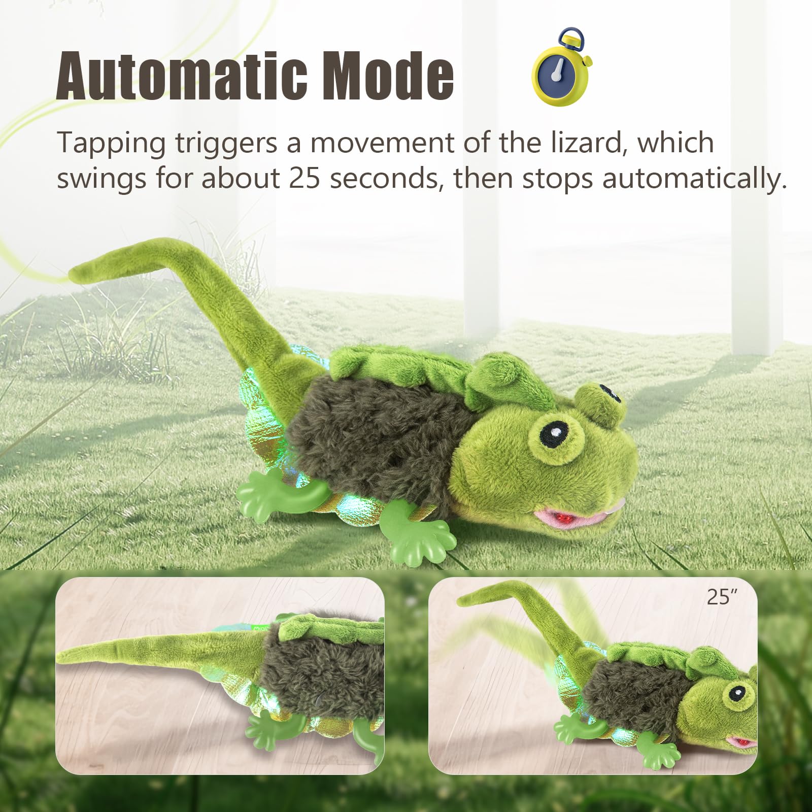 Migipaws lizard toy USB-C rechargeable for ready-to-play sessions.