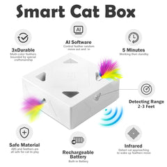 Migipaws Migibox feather pops—dynamic chase action to engage hunting instincts.