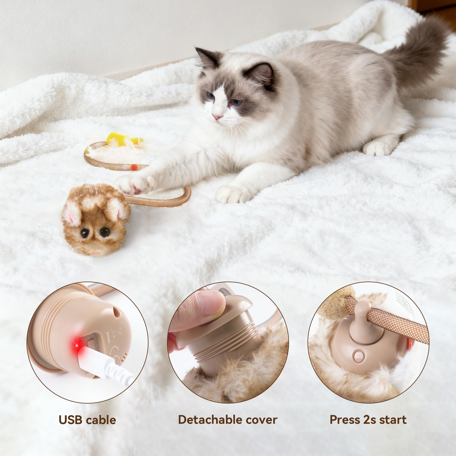 Migipaws Migimouse removable catnip insert sustains attraction.
