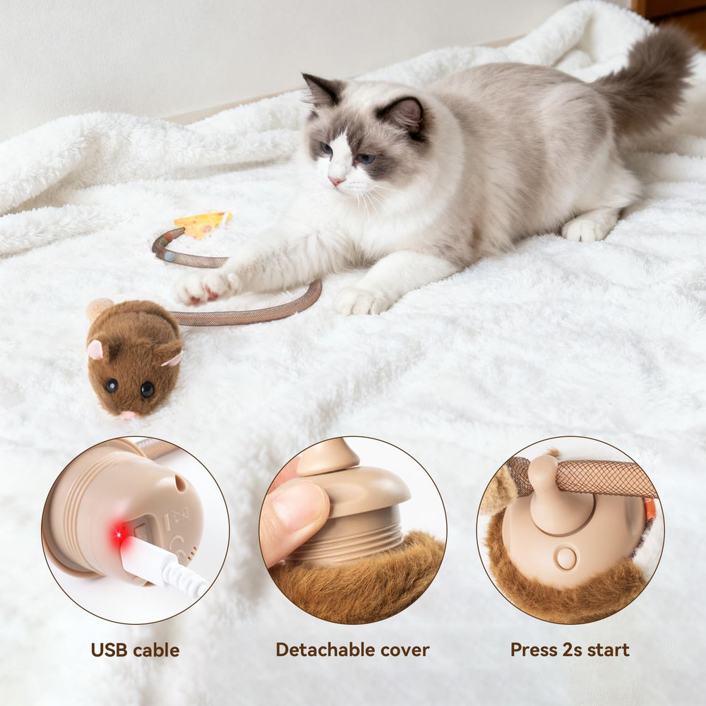 Migipaws Migimouse, peluche resistente, soporta mordiscos suaves durante el juego.
