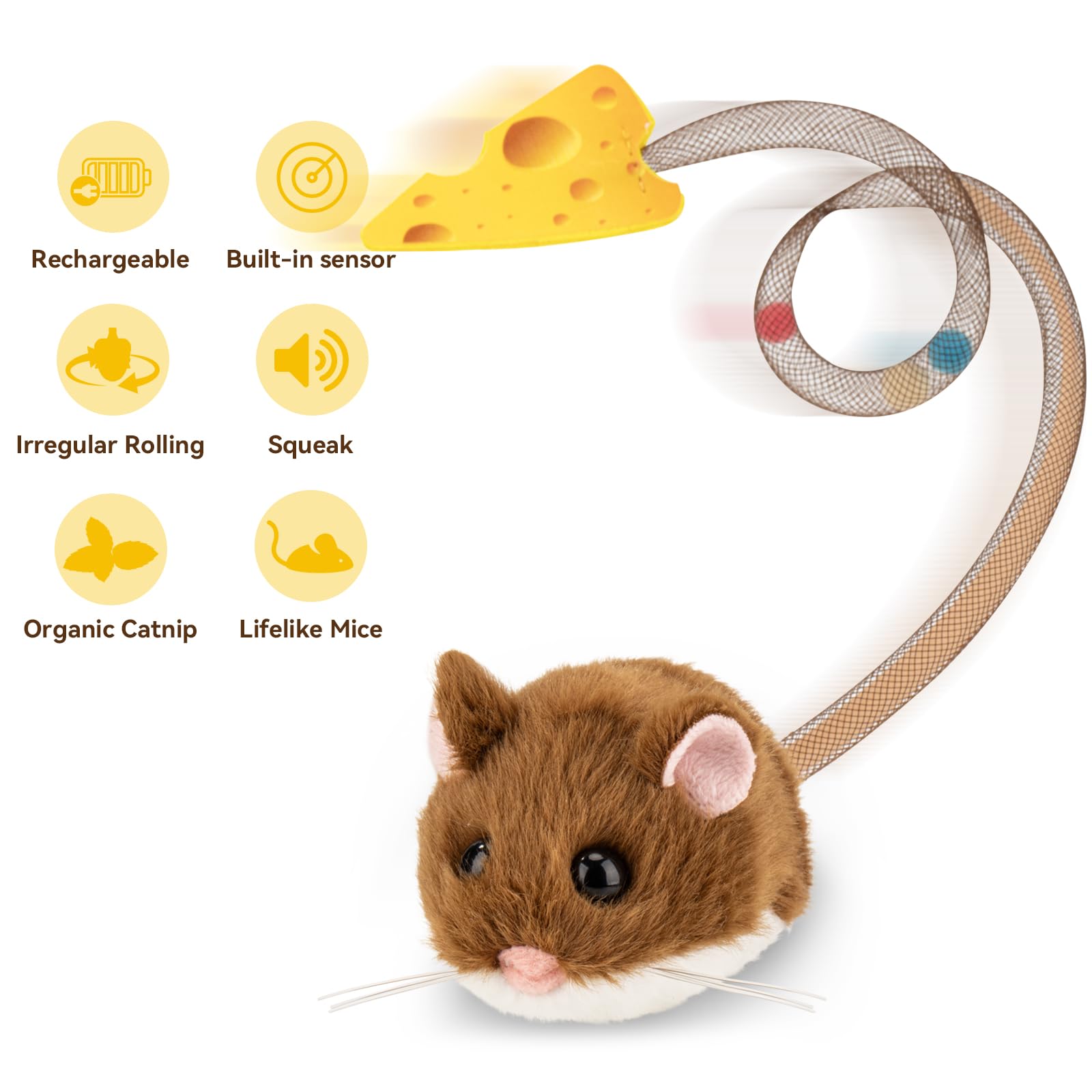 Migipaws Migimouse, sensor-activacion, sesiones sin interrupciones para gatos curiosos.