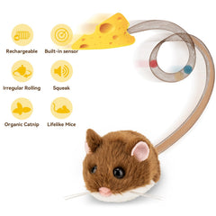 Migipaws Migimouse, sensor-activacion, sesiones sin interrupciones para gatos curiosos.