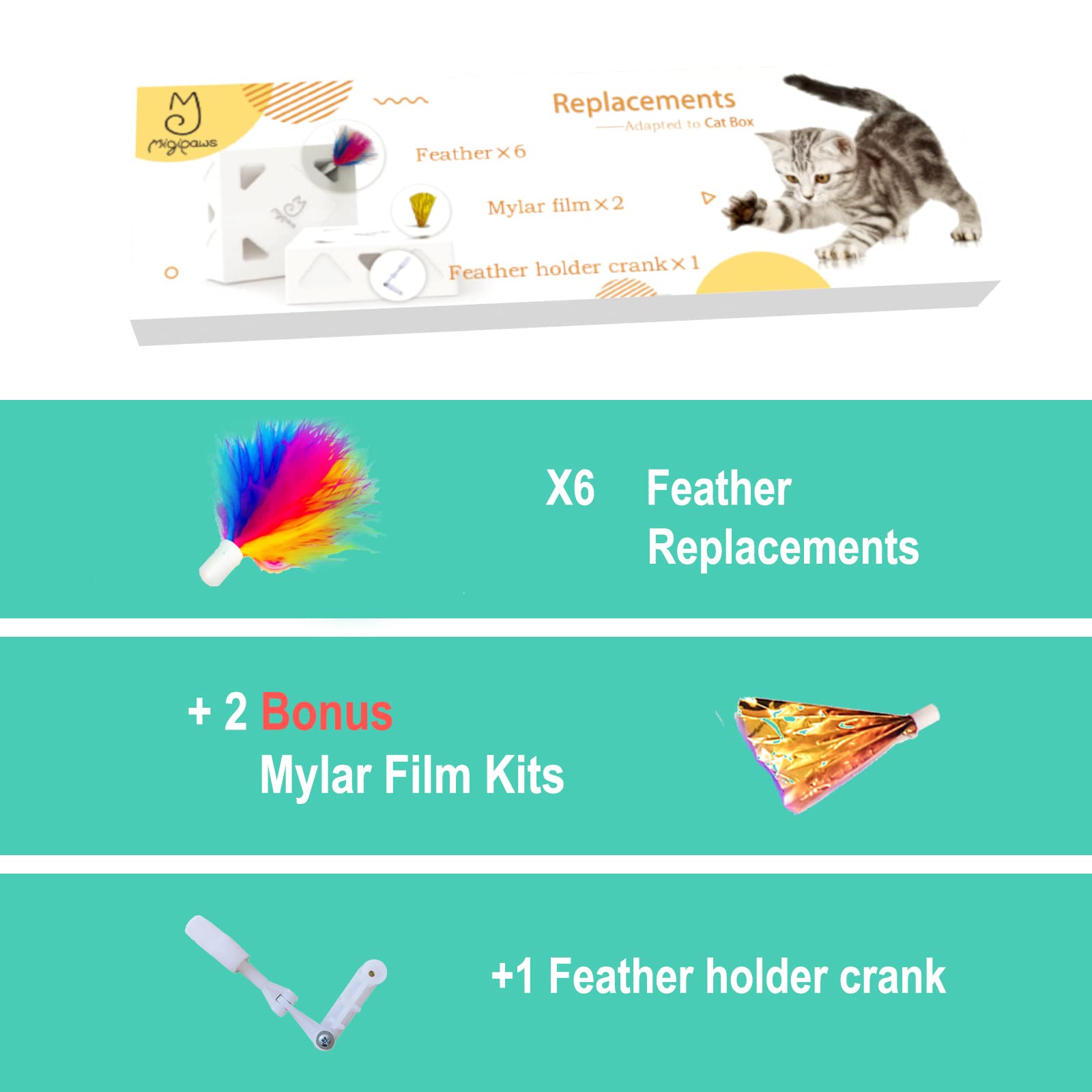 Migipaws mylars crisp refills 2 pieces, clear sound for engaged play sessions.