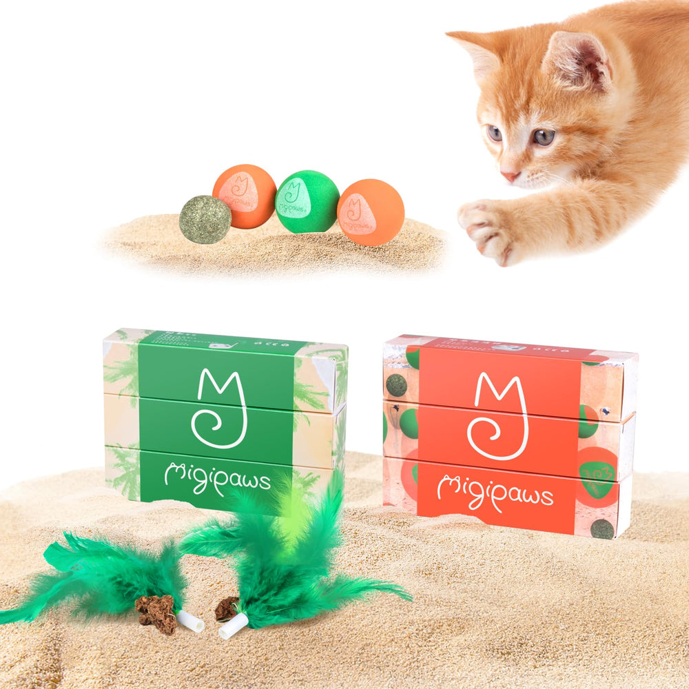 Migipaws Paw Palace replacements with three EVA balls for interactive play.