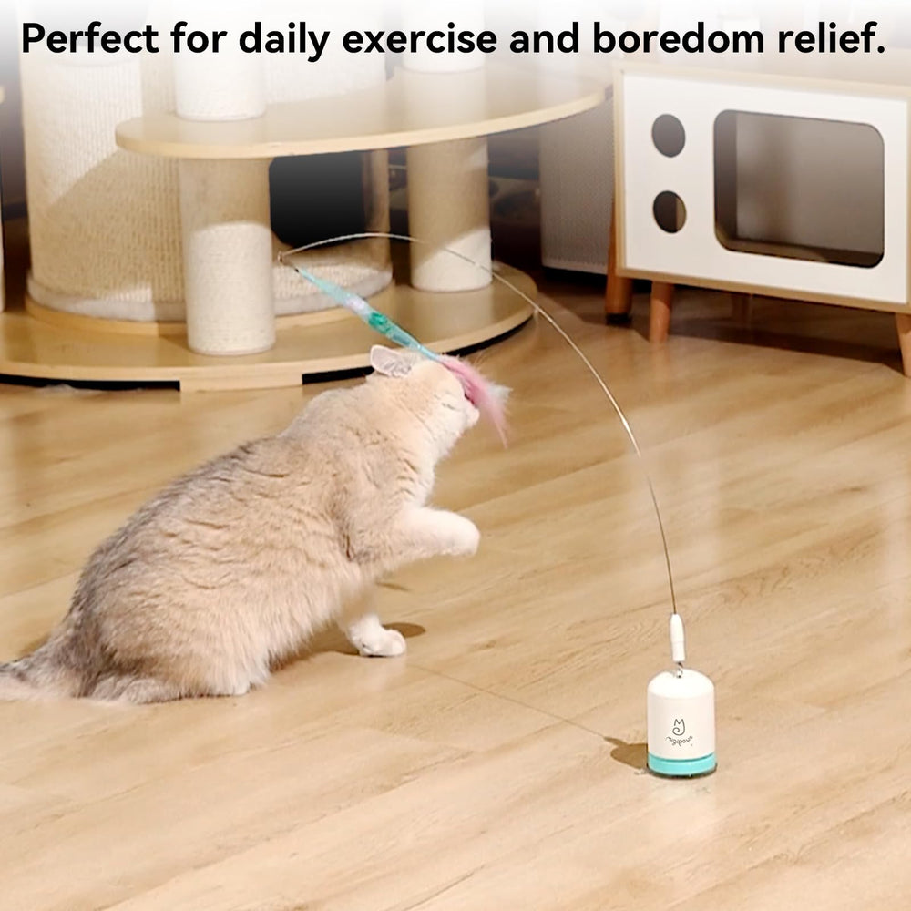 Migipaws teaser wand battery life up to two weeks supports longer play intervals.