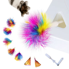 Migipaws upgrade rainbow feather replacement 6 pieces, vibrant cat play stimulation.
