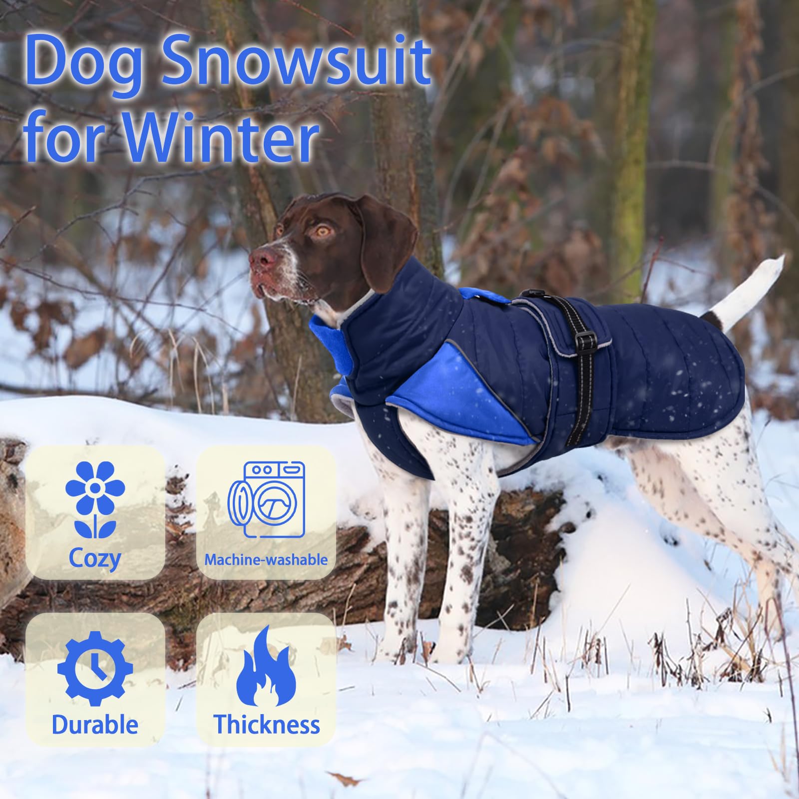 MIGO HI thermal large dog fleece jacket back view showing full coverage.