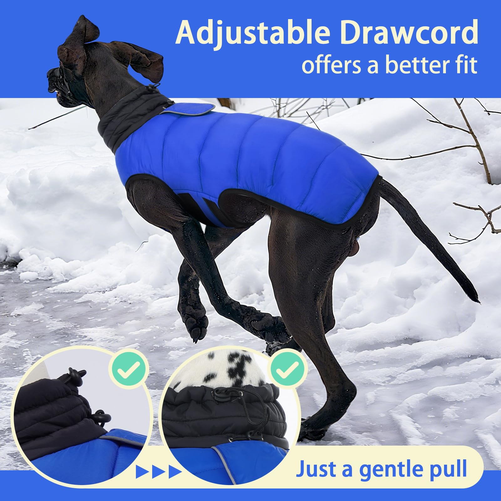 MIGOHI adjustable-neck-dog-coat delivers snug wind protection.