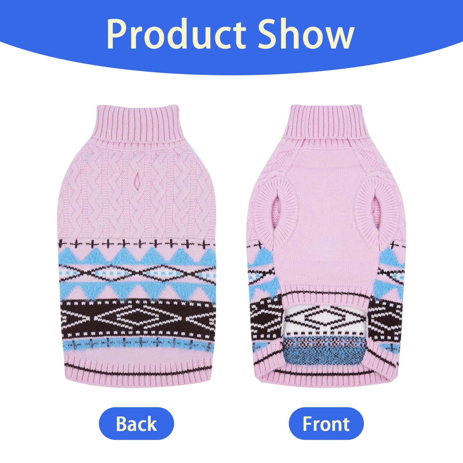 MIGOHI Classic dog sweater turtleneck-sleeveless keeps chest warm while free movement.