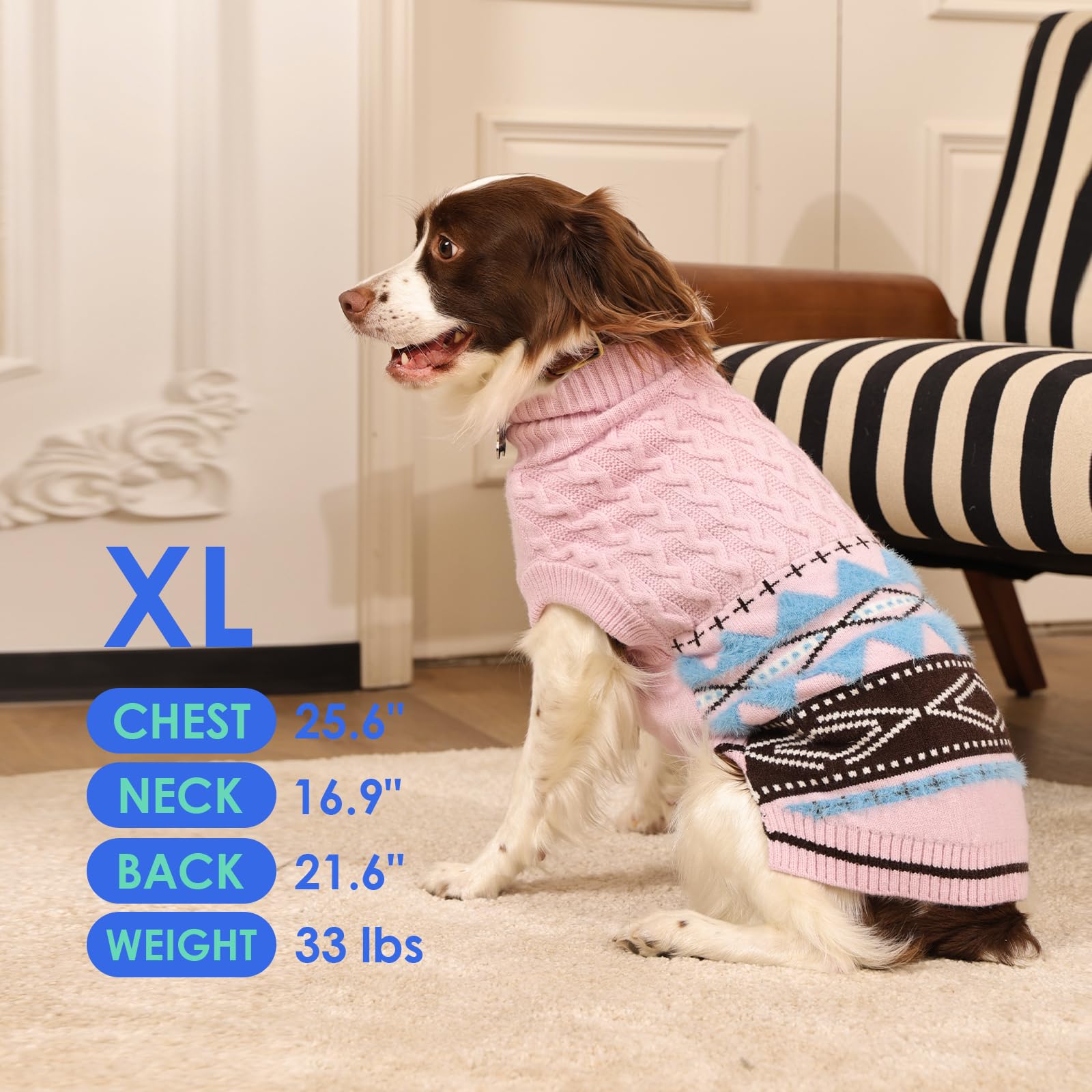 MIGOHI Classic dog sweater warm-thick-knit provides cozy warmth in chilly parks.