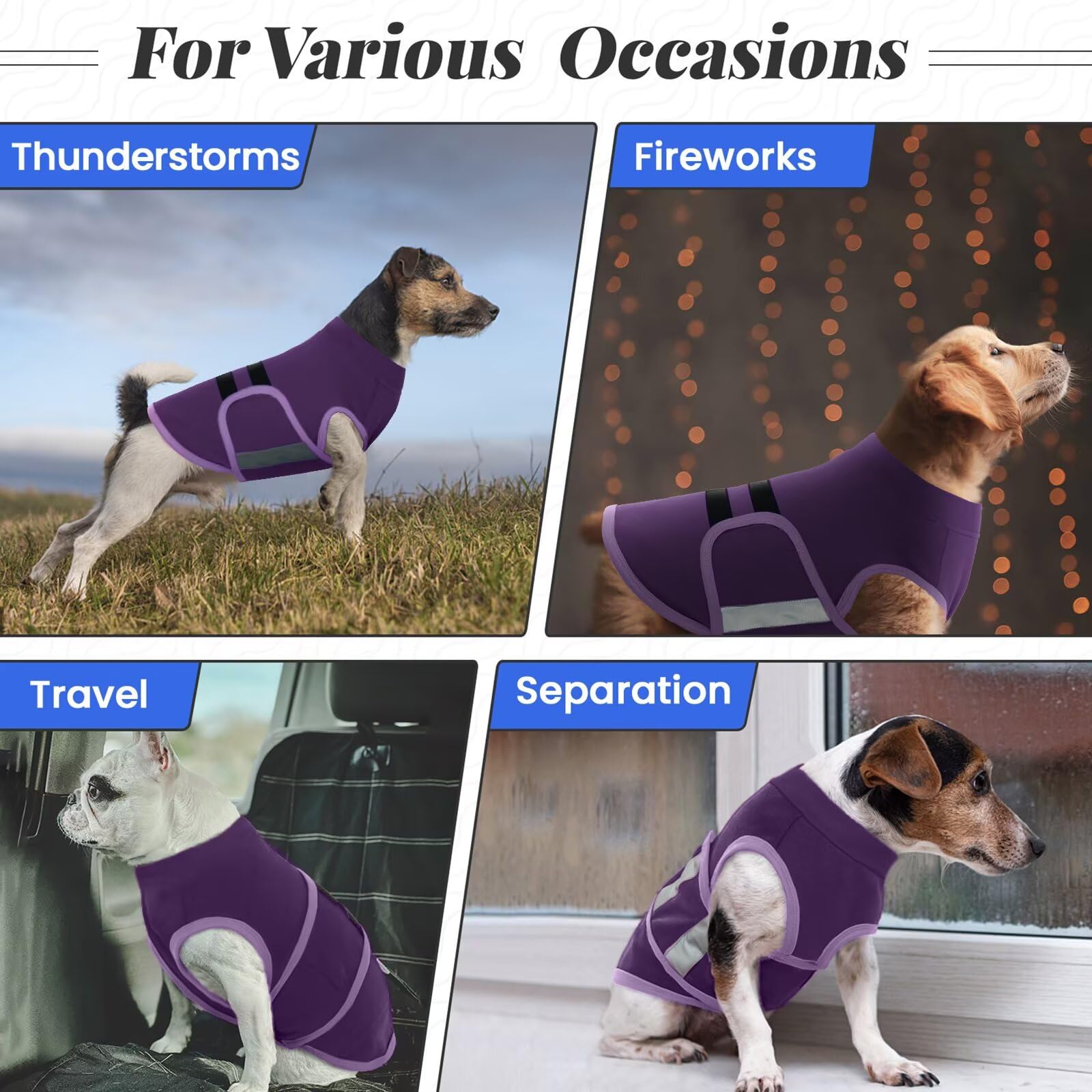 MIGOHI Dog Anxiety Relief Coat size chart image for selecting XS–XL