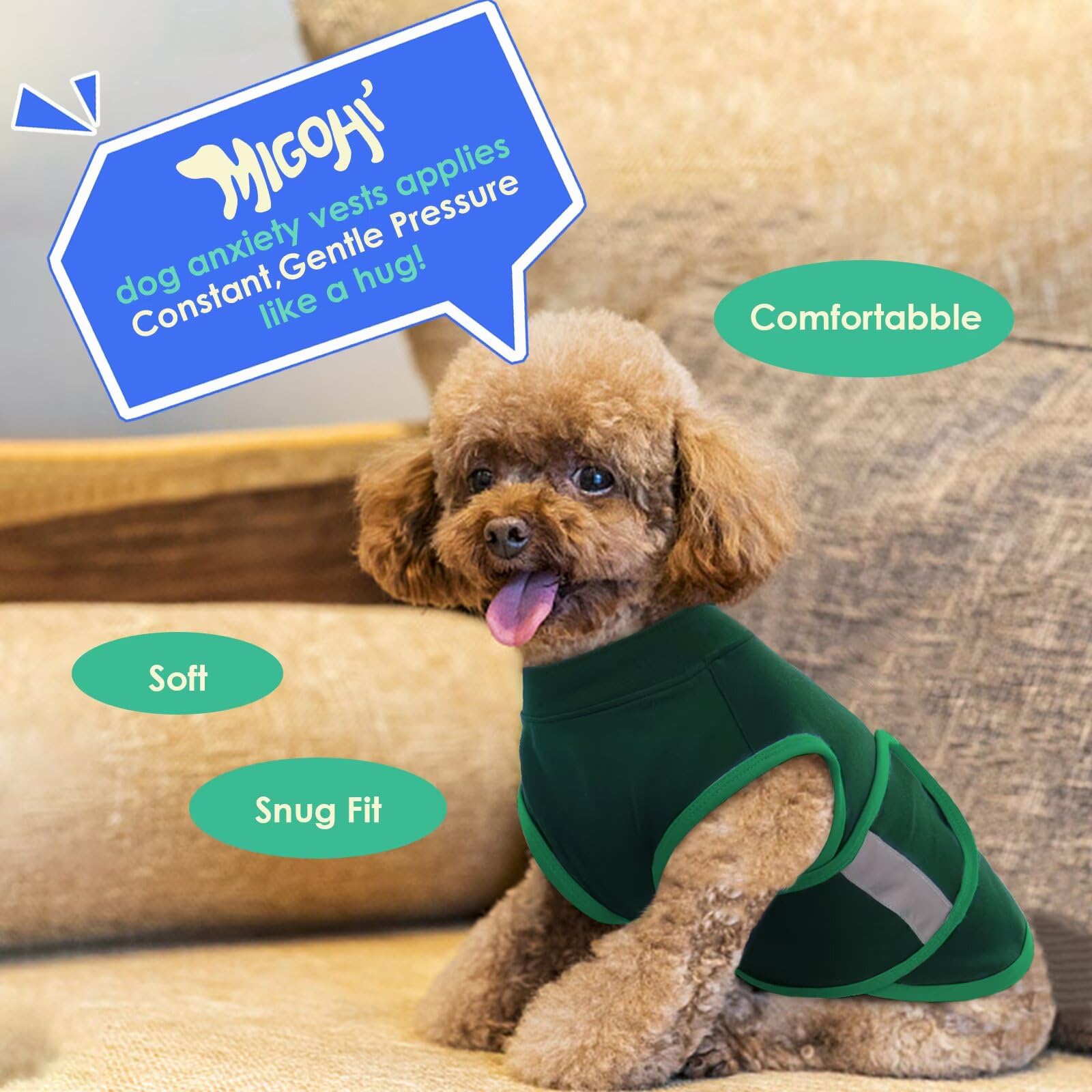 MIGOHI five-size range shown on diverse breeds ensuring secure wrap