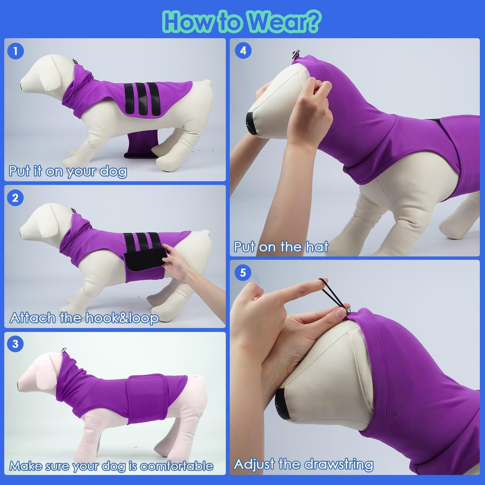 MIGOHI dog anxiety vest calming-pressure helps ease stress in storms and fireworks.