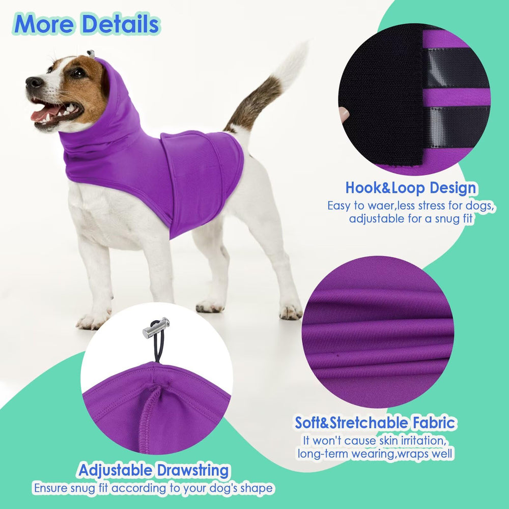 MIGOHI dog anxiety vest head and ear wrap emphasizes soothing, distraction-free comfort.
