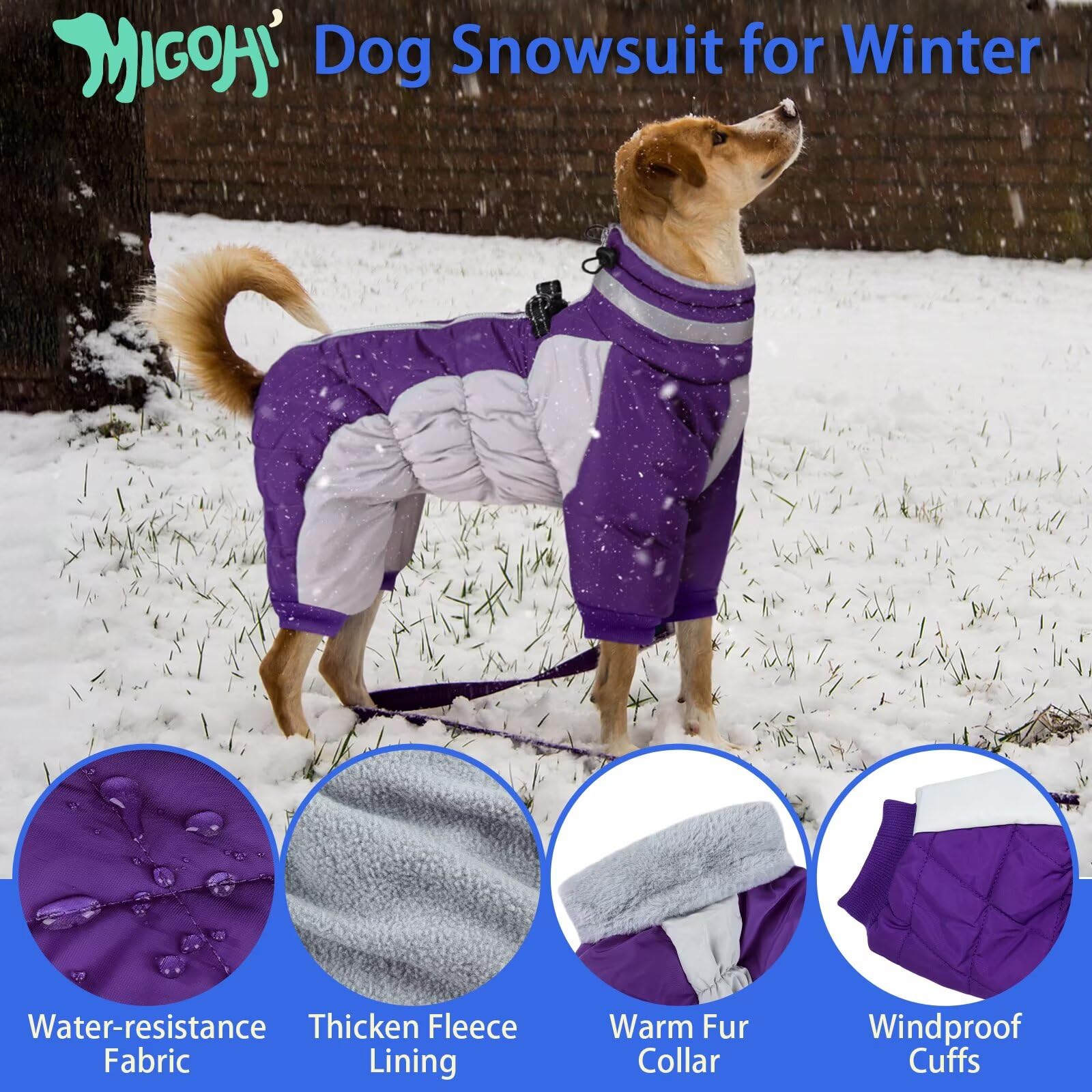 MIGOHI dog coat fleece lining provides soft insulation during chilly walks.