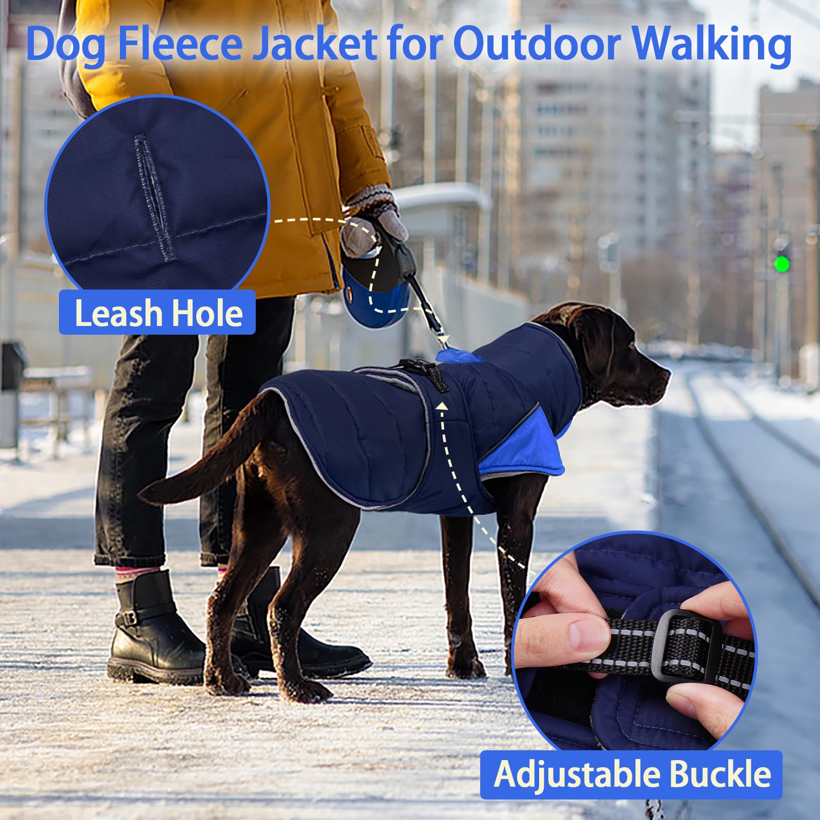 MIGOHI leash hole and harness-friendly design simplifies winter walks.