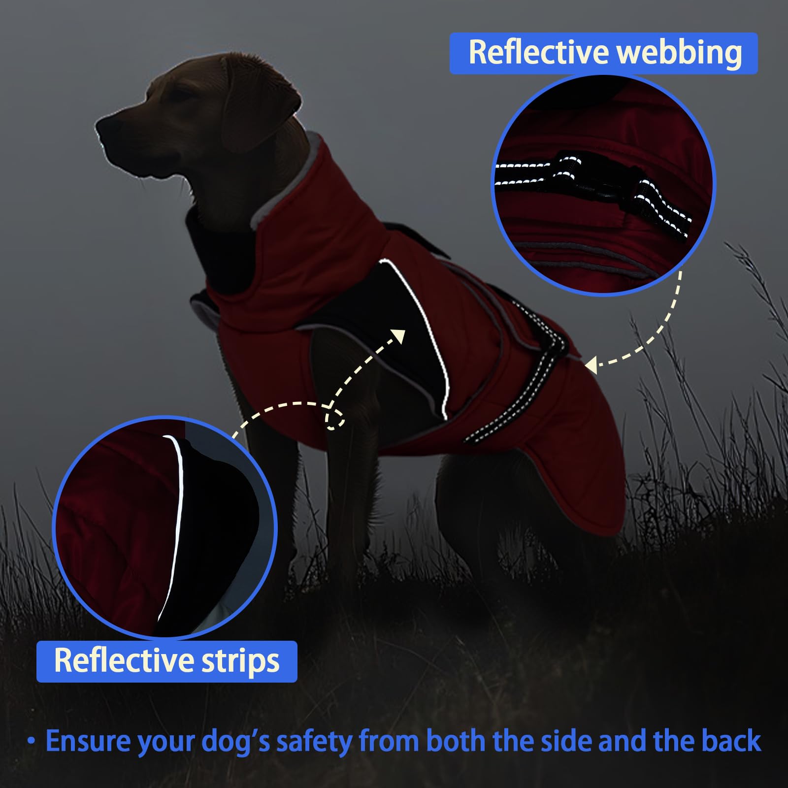MIGOHI Snowproof Dog Coat leash hole enables easy harness attachment during walks.