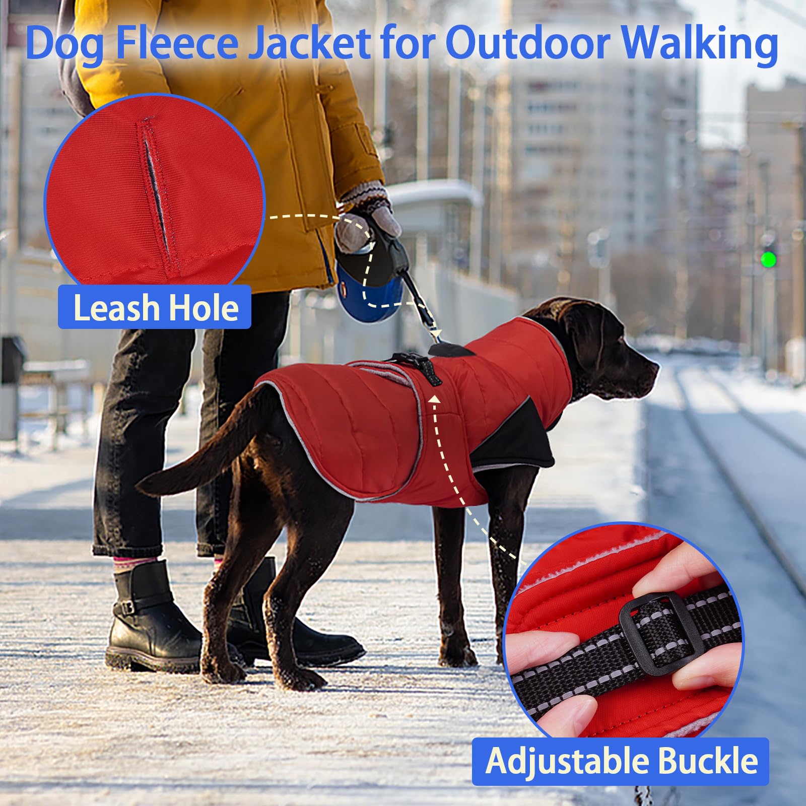 MIGOHI thermal large dog fleece jacket machine-washable for easy care