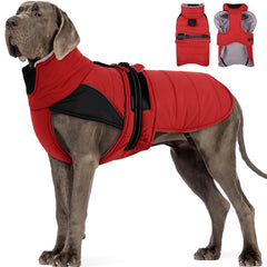 MIGOHI thermal large dog fleece jacket rainproof coat helps keep dogs dry in wet weather
