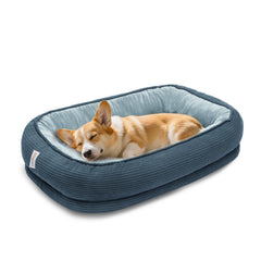 Miguel Orthopedic Dog Bed Haze Blue Cover shows durable fabric and cozy texture.