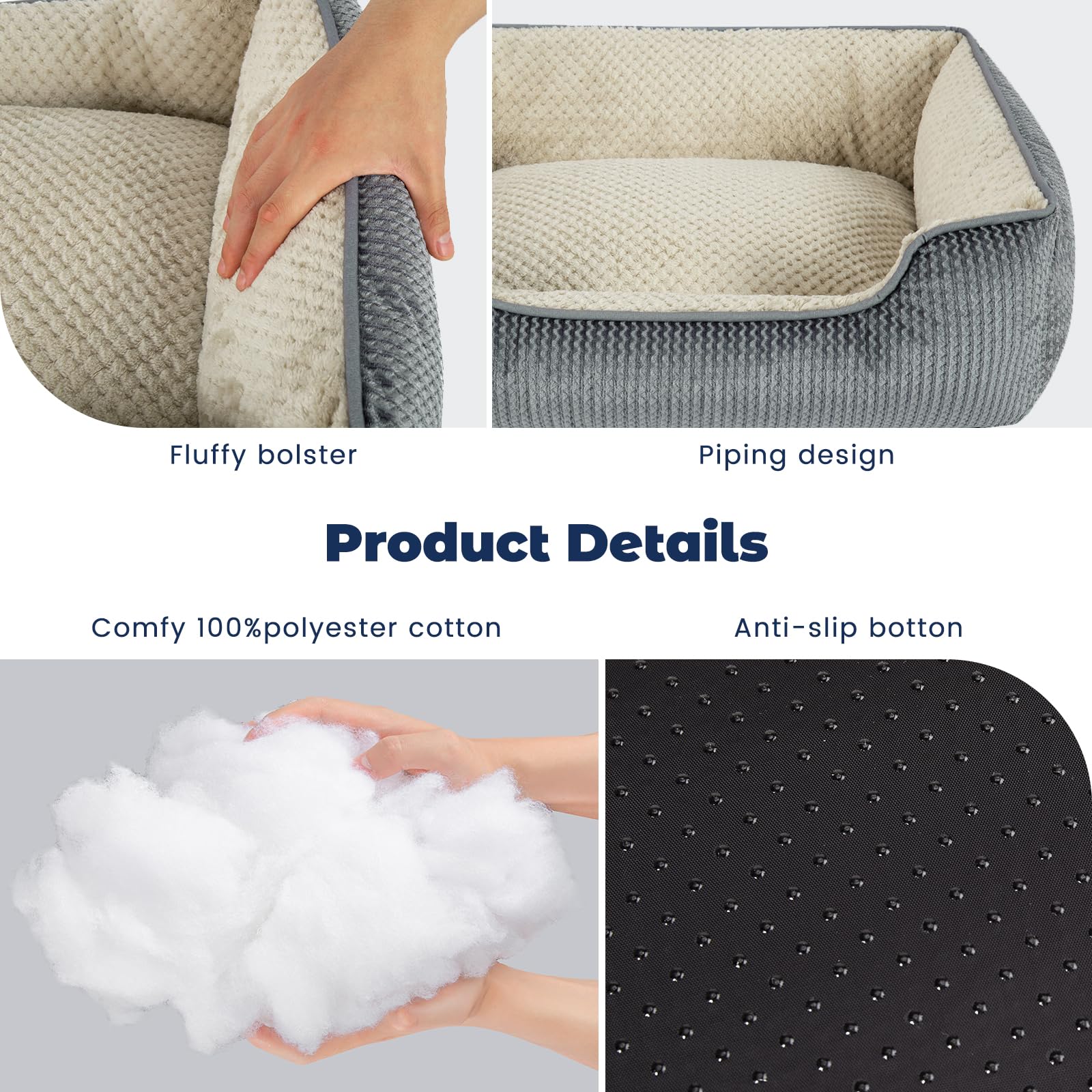 Miguel bed removable cover close-up in gray highlighting easy washing