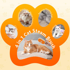 Miguelu 4-in-1 cat grooming steam brush delivers gentle massage to calm anxious pets.