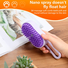 Miguelu 4-in-1 cat grooming steam brush features shedding teeth to reduce loose fur.