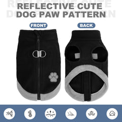 Mihachi fleece vest dual D-rings for secure leash attachment.