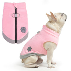 Mihachi dog fleece vest pink back zip close for easy on-off and warmth