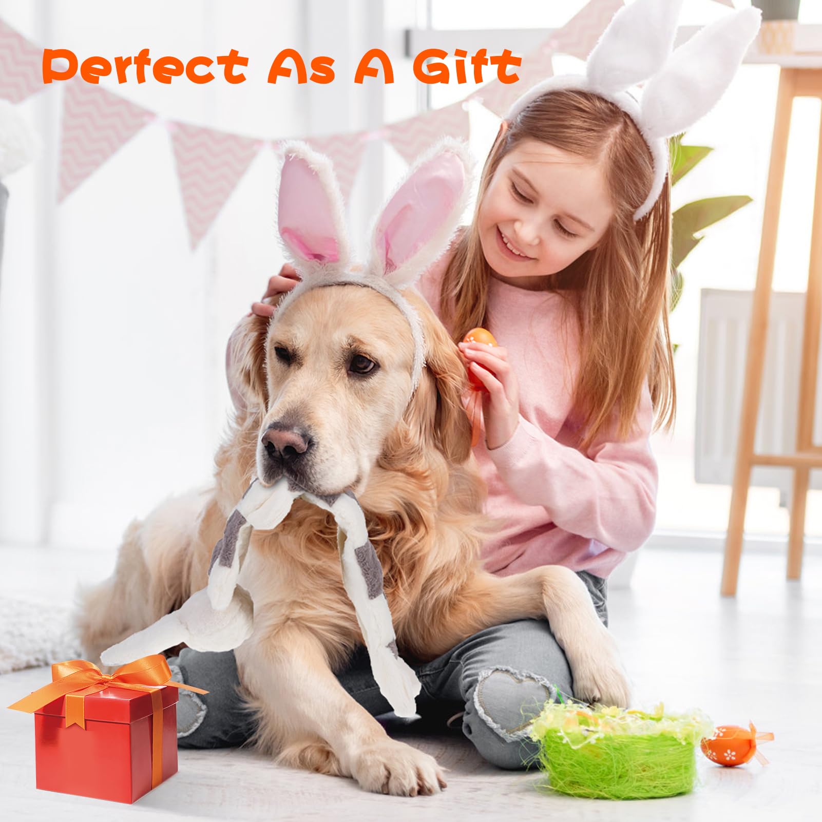 Mihachi squeaky rabbit toy designed for aggressive chewers and durability.