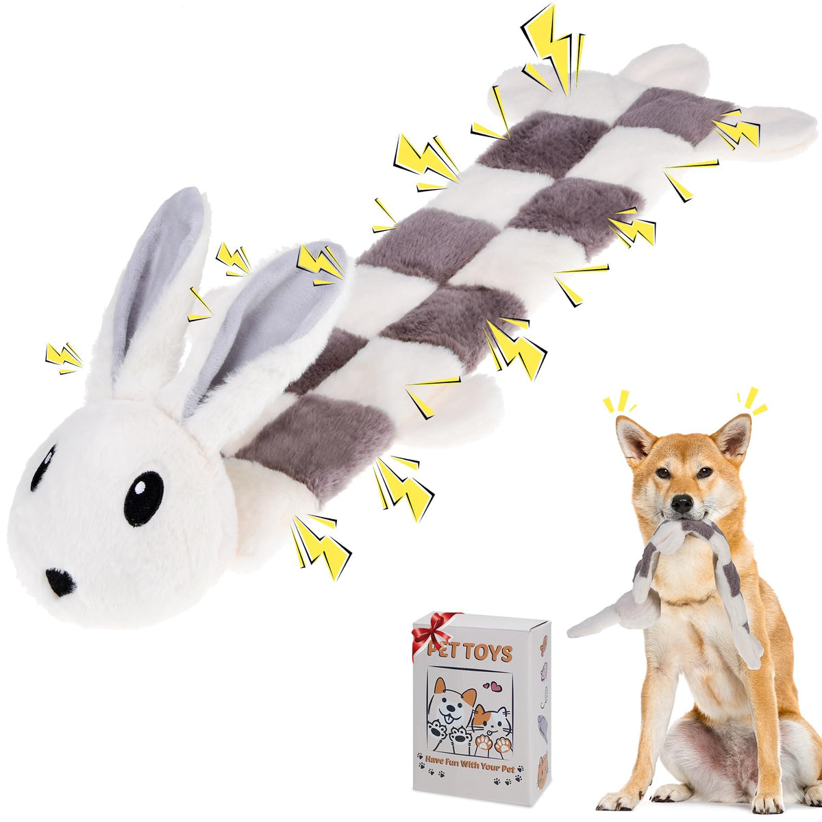 Mihachi dog rabbit toy 22.8 inches for long chew sessions.