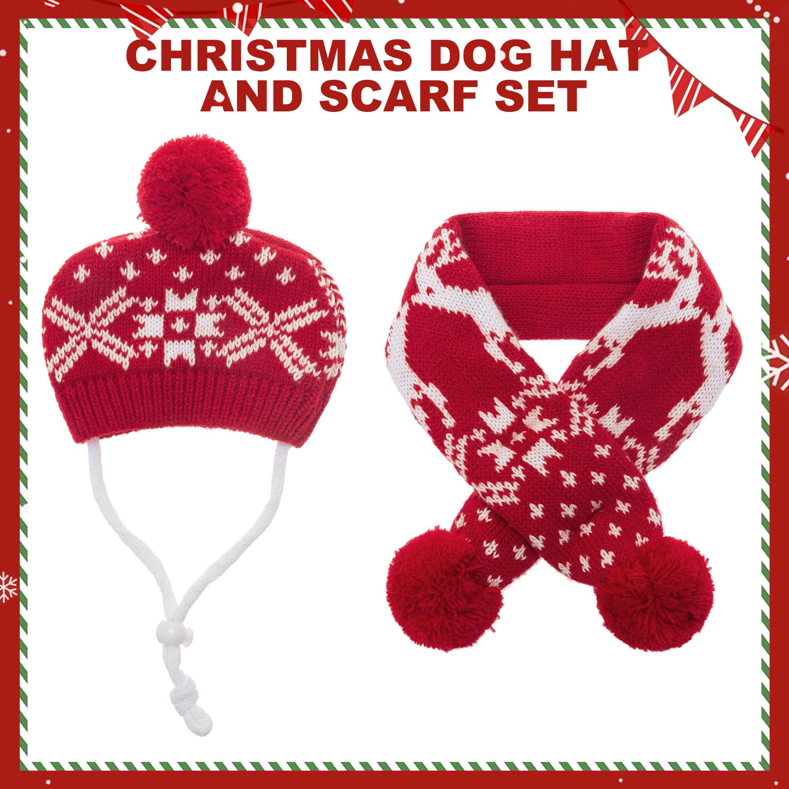 Mihachi dog scarf reindeer print adds festive charm for holiday photos