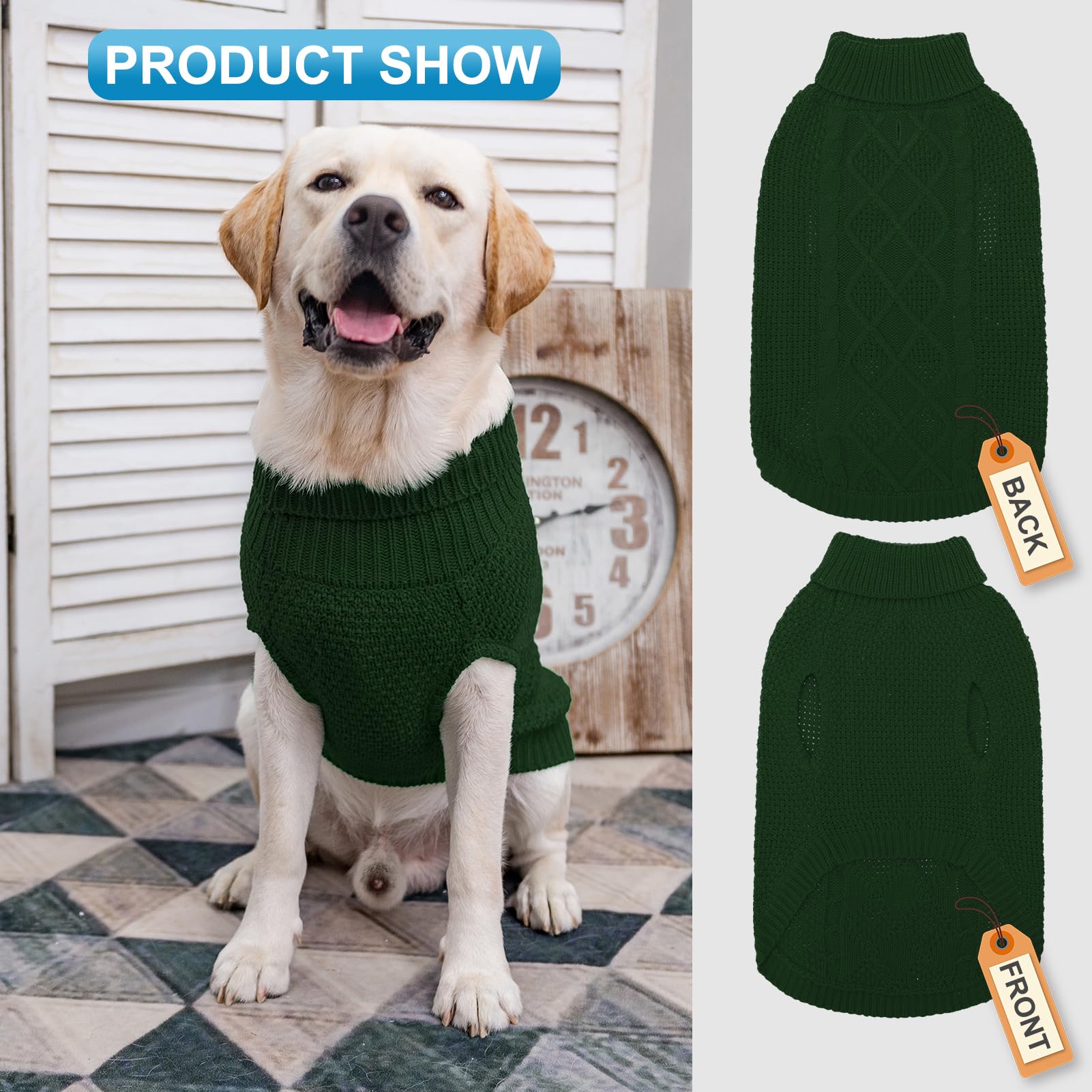 Mihachi turtleneck dog sweater cable-knit detail emphasizes texture and craftsmanship