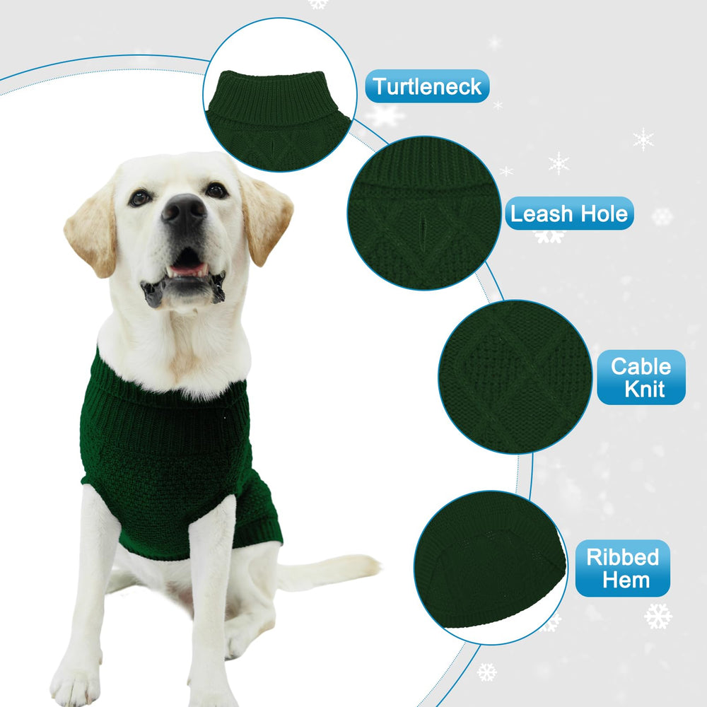 Mihachi turtleneck dog sweater leash-hole closeup demonstrates easy leash attachment
